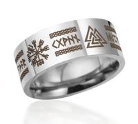 VASSAGO Bagues Viking pour Hommes Femmes Runes Nordiques Mjolnir Vegvisir Boussole Triskele Valknut Helm of Awe Noeud Celtique Triquetra Amulette Bague Bijoux Taille 7-12