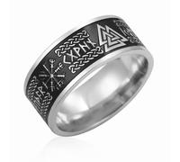 VASSAGO Bagues Viking pour Hommes Femmes Runes Nordiques Mjolnir Vegvisir Boussole Triskele Valknut Helm of Awe Noeud Celtique Triquetra Amulette Bague Bijoux Taille 7-12