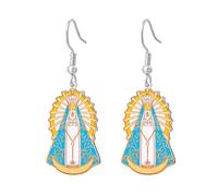 VASSAGO Boucles D’Oreilles Notre Dame De Luján Bijoux Vierge Marie | Boucles D’Oreilles Pendantes Vierge Médaille Miraculeuse Bijou Religieux Chrétien Catholique Cadeau Pour Femmes Hommes