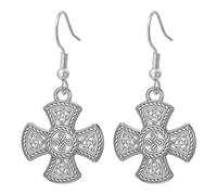 VASSAGO Boucles d'Oreilles Croix Celtique en Acier Inoxydable | Nœud celtique et boucles d'oreilles gouttes Triquetra, amulette porte-bonheur irlandaise, bijoux sorcière cadeaux
