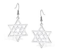VASSAGO Boucles d'oreilles étoile de David pour femme étoile juive avec croix Dangle Drop boucles d'oreilles en Six étoiles pointues Israël religieux Jewish Hanukkah