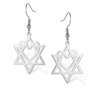 VASSAGO Boucles d'oreilles étoile de David pour femme étoile juive avec croix Dangle Drop boucles d'oreilles en Six étoiles pointues Israël religieux Jewish Hanukkah
