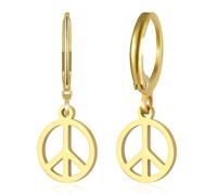 VASSAGO Boucles d'oreilles pendantes en acier inoxydable avec symbole de paix des années 60 et 70 pour femme et homme, One Size, Acier inoxydable, Pas de gemme