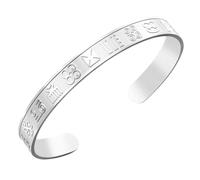 VASSAGO Bracelet Africain Adinkra Symbole Adinkra Réglable pour Homme et Femme Bracelet Manchette Afrique Adinkra Gye Nyame Duafe Minimaliste Boho Tribal Ethnique Bijoux Cadeau (Argent)