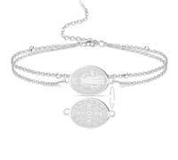 VASSAGO Bracelet avec Médaille de Saint Benoît Medalla De San Benito | Bracelets Ajustables En Corde Tressée Chapelets Catholiques Protection Contre Les Exorcismes Bijoux Religieux Pour Femmes