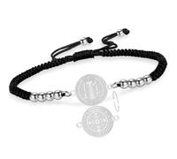 VASSAGO Bracelet avec Médaille de Saint Benoît Medalla De San Benito | Bracelets Ajustables En Corde Tressée Chapelets Catholiques Protection Contre Les Exorcismes Bijoux Religieux Pour Femmes