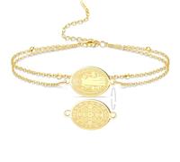 VASSAGO Bracelet avec Médaille de Saint Benoît Medalla De San Benito | Bracelets Ajustables En Corde Tressée Chapelets Catholiques Protection Contre Les Exorcismes Bijoux Religieux Pour Femmes