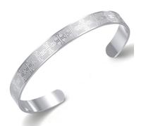 VASSAGO Bracelet avec pendentif en forme de croix de Jérusalem en acier inoxydable Déclaration religieuse Amulette de prière médiévale Cadeau pour homme et femme (Argent)