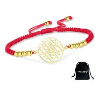 VASSAGO Bracelet chakra Sri Yantra pour homme et femme fait à la main réglable en corde tressée Yantra, géométrie sacrée, symbole hindouisme, amulette, yoga, méditation, Adjustable, Acier inoxydable