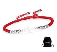 VASSAGO Bracelet croix Ankh réglable en acier inoxydable avec symbole de la e vie égyptienne - Bracelet de couple tressé à la main - Amulette de protection religieuse pour homme et femme