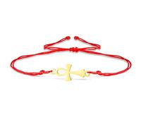 VASSAGO Bracelet croix Ankh réglable en acier inoxydable avec symbole de la e vie égyptienne - Bracelet de couple tressé à la main - Amulette de protection religieuse pour homme et femme