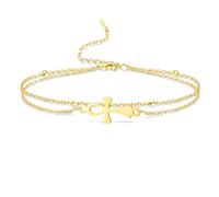VASSAGO Bracelet croix Ankh réglable en acier inoxydable avec symbole de la e vie égyptienne - Bracelet de couple tressé à la main - Amulette de protection religieuse pour homme et femme