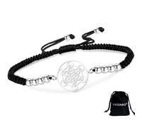 VASSAGO Bracelet Cube de Metatron pour femmes hommes Géométrie Sacrée Sceau de Archange Ange En Acier Inoxydable Réglable Coloré Perlé Tressé Bracelets Amulette Bijoux