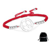 VASSAGO Bracelet de cheville avec sigil de Lilith fait à la main réglable en corde tressée - Bijou porte-bonheur pour homme et femme, Acier inoxydable, Pas de gemme