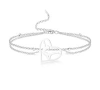 VASSAGO Bracelet de gymnastique - Cadeau de gymnastique - Bracelet à breloques en forme de cœur - Pour femme, fille, entraîneur, One Size, Acier inoxydable, Pas de gemme