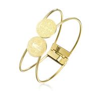 VASSAGO Bracelet de Saint Benoît en acier inoxydable avec médaille religieuse catholique - Bijou de protection spirituelle pour homme et femme, Adjustable, Acier inoxydable, Pas de gemme