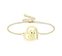 VASSAGO Bracelet écureuil en acier inoxydable avec cœur et écureuil - Cadeau idéal pour un anniversaire, Noël - Bijoux mignons pour homme et femme, One Size, Acier inoxydable, Pas de gemme