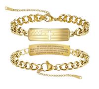VASSAGO Bracelet en acier inoxydable avec croix pour homme - Drapeau américain - Verset de la Bible - Jour de l'indépendance patriotique - Communion - Confirmation - Baptême - Cadeau chrétien pour