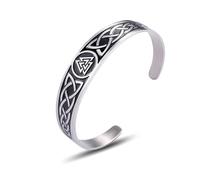 VASSAGO Bracelet manchette en acier inoxydable avec symbole triskel nordique et symbole triskel irlandais - Cadeau pour homme, femme, adolescent, taille unique, Acier inoxydable, Pas de gemme