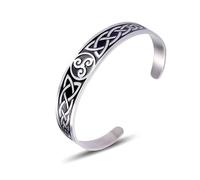 VASSAGO Bracelet manchette en acier inoxydable avec symbole triskel nordique et symbole triskel irlandais - Cadeau pour homme, femme, adolescent, taille unique, Acier inoxydable, Pas de gemme