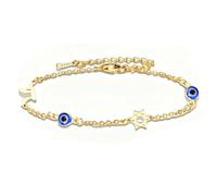 VASSAGO Bracelet mauvais œil pour femme en acier inoxydable avec étoile de David Chai délicat et réglable protection juive bijou porte-bonheur pour usage quotidien cadeau Hanoukka (or)