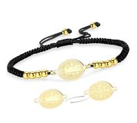 VASSAGO Bracelet médaille de Saint Benoît Médaille de San Benito Fait à la main Cordon réglable Chapelet catholique Exorcisme Protection chrétienne Bijoux religieux Cadeaux pour homme (G-B chaîne 2)