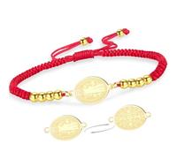 VASSAGO Bracelet médaille de Saint Benoît Médaille de San Benito Fait à la main Cordon réglable Chapelet catholique Exorcisme Protection chrétienne Bijoux religieux Cadeaux pour homme (G-R chaîne 2)