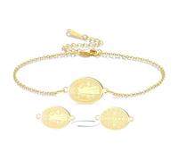 VASSAGO Bracelet médaille de Saint Benoît Médaille de San Benito Fait à la main Cordon réglable Chapelet catholique Exorcisme Protection chrétienne Bijoux religieux Cadeaux pour homme (Or 1)