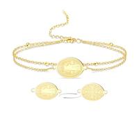 VASSAGO Bracelet médaille de Saint Benoît Médaille de San Benito Fait à la main Cordon réglable Chapelet catholique Exorcisme Protection chrétienne Bijoux religieux Cadeaux pour homme (Or 2)