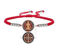 VASSAGO Bracelet Médaillon de Saint Benoît pour Hommes | Médaillon double face croix exorcisme chaîne, amulette de protection catholique, bijoux religieux cadeaux