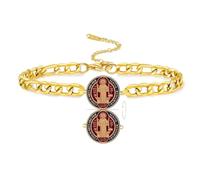 VASSAGO Bracelet Médaillon de Saint Benoît pour Hommes | Médaillon double face croix exorcisme chaîne, amulette de protection catholique, bijoux religieux cadeaux