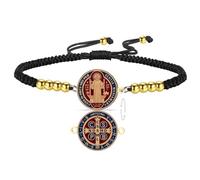 VASSAGO Bracelet Médaillon de Saint Benoît pour Hommes | Médaillon double face croix exorcisme chaîne, amulette de protection catholique, bijoux religieux cadeaux