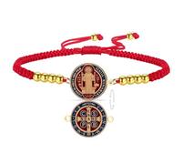 VASSAGO Bracelet Médaillon de Saint Benoît pour Hommes | Médaillon double face croix exorcisme chaîne, amulette de protection catholique, bijoux religieux cadeaux