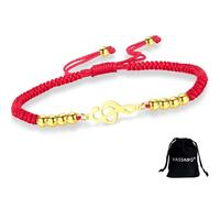 VASSAGO Bracelet note de musique pour homme et femme - Fait à la main - Corde tressée réglable - Cadeau pour musicien, amateur de musique et enseignant, Acier inoxydable, Pas de gemme