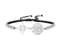 VASSAGO Bracelet nœud de sorcière tétragramme Pentagramme Bracelet nœud celtique Pendentif Nom de Dieu Corde tressée réglable Protection Sorcellerie Bijoux païens pour homme et femme, taille unique