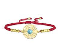 VASSAGO Bracelet roue d'Hécate en acier inoxydable avec pendentif réglable fait à la main avec perles colorées tressées amulette païenne Wicca pour homme et femme (corde or-rouge)