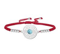 VASSAGO Bracelet roue d'Hécate en acier inoxydable avec pendentif réglable fait à la main avec perles colorées tressées amulette païenne Wicca pour homme et femme (corde argent-rouge)