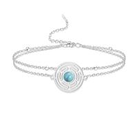 VASSAGO Bracelet roue d'Hécate en acier inoxydable avec pendentif réglable fait à la main avec perles colorées tressées amulette païenne Wicca pour homme et femme (plaqué argent)