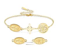 VASSAGO Bracelet Vierge Marie - Nœud de sorcière - Tétragramme - Pentagramme - Pendentif nœud celtique - Triple protection - Sorcellerie - Amulette néerlandaise - Bijou chrétien - Pour homme et femme