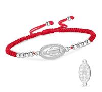 VASSAGO Bracelet Vierge Marie pour homme et femme Double face Vierge de Guadalupe Médaille miraculeuse Fait à la main Corde tressée catholique chrétienne Bijoux religieux (Argent 3)