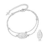 VASSAGO Bracelet Vierge Marie pour homme et femme Double face Vierge de Guadalupe - Médaille miraculeuse - Fait à la main - Corde tressée catholique chrétienne - Bijoux religieux, Adjustable, Acier