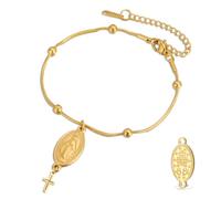 VASSAGO Bracelet Vierge Marie pour homme et femme Double face Vierge de Guadalupe - Médaille miraculeuse - Fait à la main - Corde tressée catholique chrétienne - Bijoux religieux, Adjustable, Acier