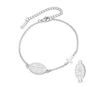 VASSAGO Bracelet Vierge Marie pour homme et femme Double face Vierge de Guadalupe - Médaille miraculeuse - Fait à la main - Corde tressée catholique chrétienne - Bijoux religieux, Adjustable, Acier