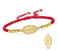 VASSAGO Bracelet Vierge Marie pour homme et femme Double face Vierge de Guadalupe - Médaille miraculeuse - Fait à la main - Corde tressée catholique chrétienne - Bijoux religieux, Acier inoxydable