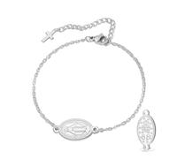 VASSAGO Bracelet Vierge Marie pour homme et femme Double face Vierge de Guadalupe - Médaille miraculeuse - Fait à la main - Corde tressée catholique chrétienne - Bijoux religieux, Adjustable, Acier