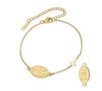 VASSAGO Bracelet Vierge Marie pour homme et femme Double face Vierge de Guadalupe - Médaille miraculeuse - Fait à la main - Corde tressée catholique chrétienne - Bijoux religieux, Adjustable, Acier