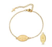 VASSAGO Bracelet Vierge Marie pour homme et femme Double face Vierge de Guadalupe - Médaille miraculeuse - Fait à la main - Corde tressée catholique chrétienne - Bijoux religieux, Adjustable, Acier