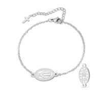 VASSAGO Bracelet Vierge Marie pour homme et femme Double face Vierge de Guadalupe - Médaille miraculeuse - Fait à la main - Corde tressée catholique chrétienne - Bijoux religieux, Adjustable, Acier