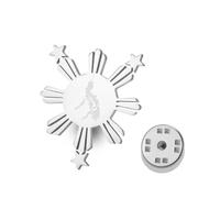 VASSAGO Broche en acier inoxydable Soleil et carte des Philippines | Broche de revers inspirée de la culture philippine, avec trois étoiles, à fixer au col ou au chapeau