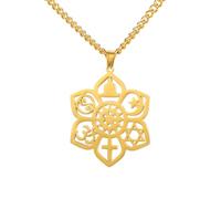VASSAGO Coexist Collier avec pendentif fleur de lotus Om Croix étoile lune étoile de David Yin Yang Yoga Collier pour femme homme religieux bijoux spirituels cadeau, Acier inoxydable